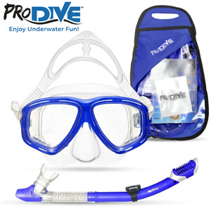 Model 81-7 Free Case! TDS Dive/Snorkel Mask Blue w/ Dry Blue Snorkel 