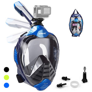 Full Face Snorkel Mask Adult and Kids with Detachable Camera Mount