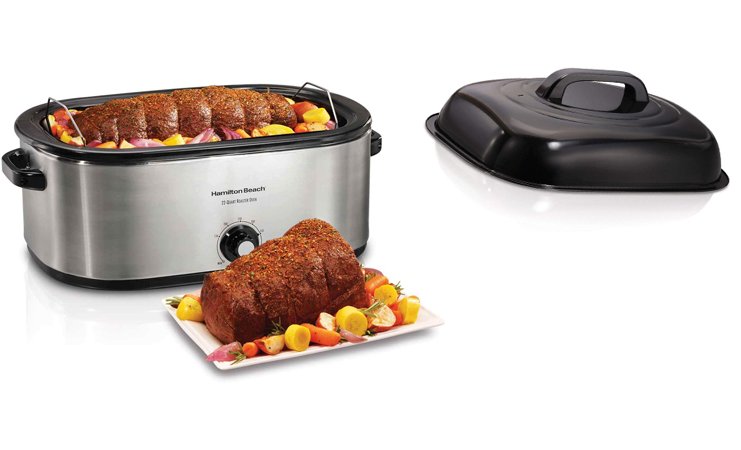 28 lb 22-Quart Roaster Oven with Self-Basting Lid (Stainless Steel)