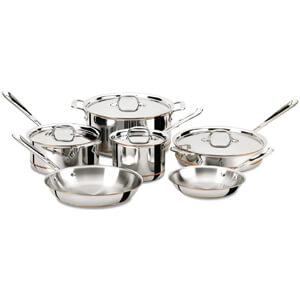 Copper Core 5-Ply Bonded Dishwasher Safe Cookware Set, 10-Piece, Silver