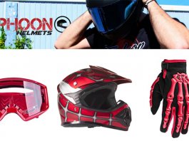 Helmet Gloves Goggles DOT Motocross ATV Dirt Bike MX Spiderman Red, Medium