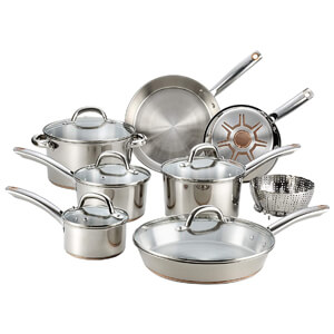 Ultimate Stainless Steel Copper Bottom 13 PC Cookware Set