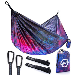 Lightweight Parachute Nylon Portable Hammock with Tree Ropes and Carabiners