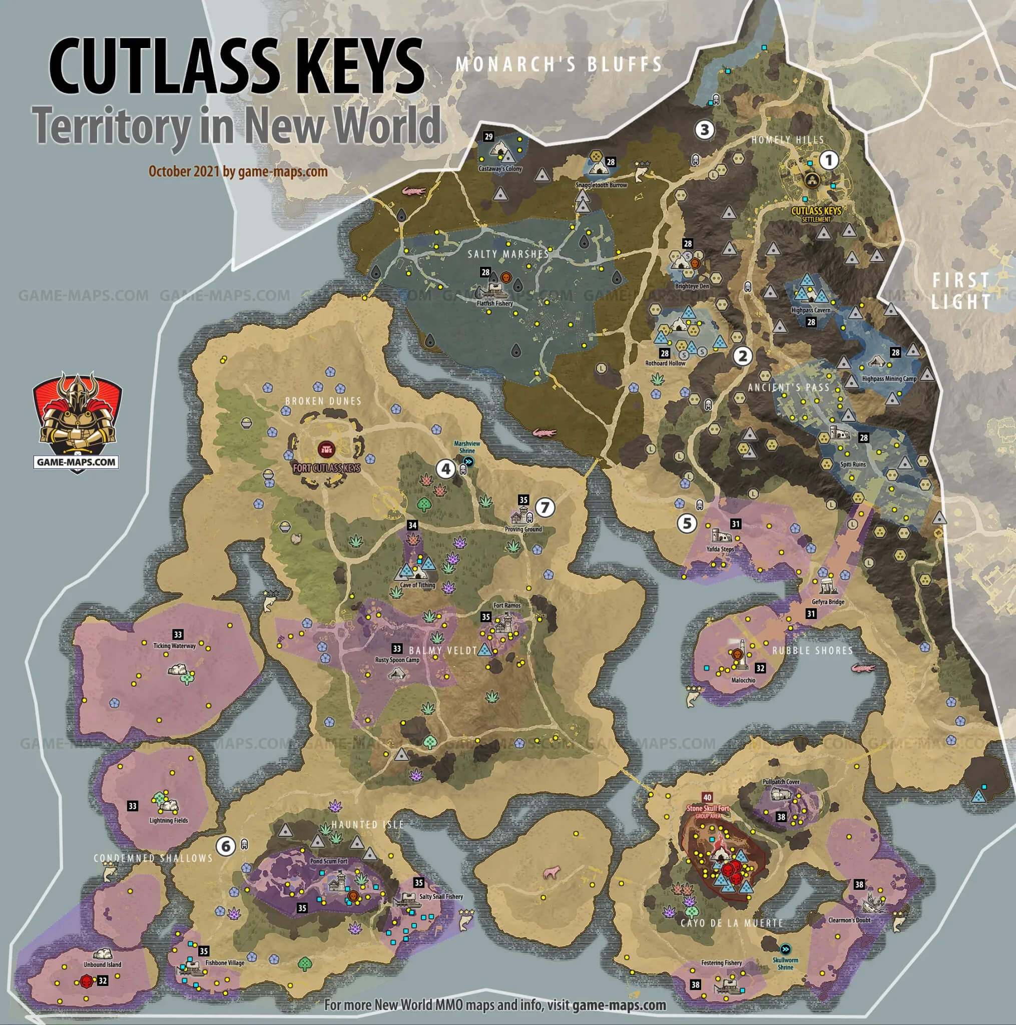 Cutlass Keys Territory in New World Map