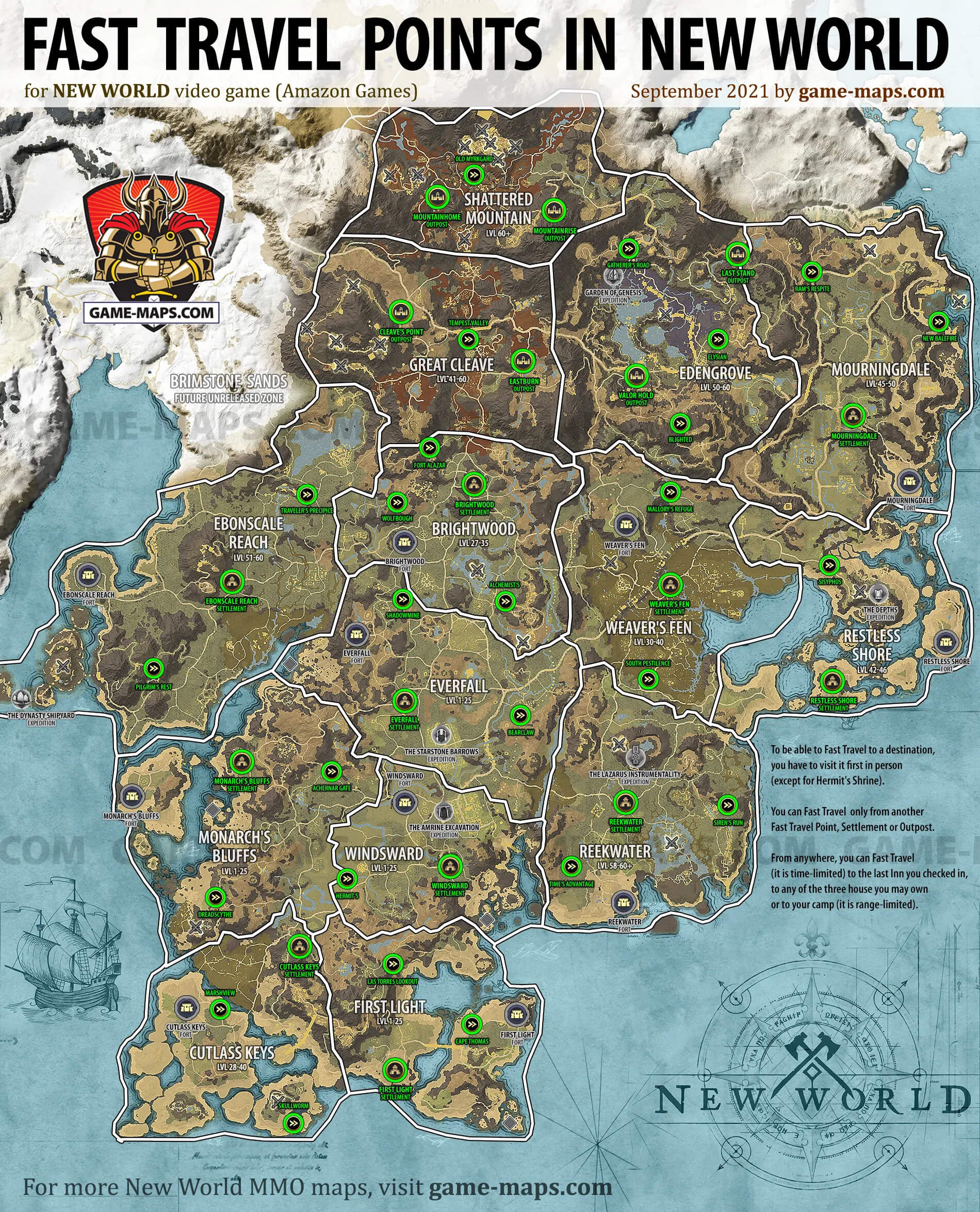 Fast Travel Points In New World Map