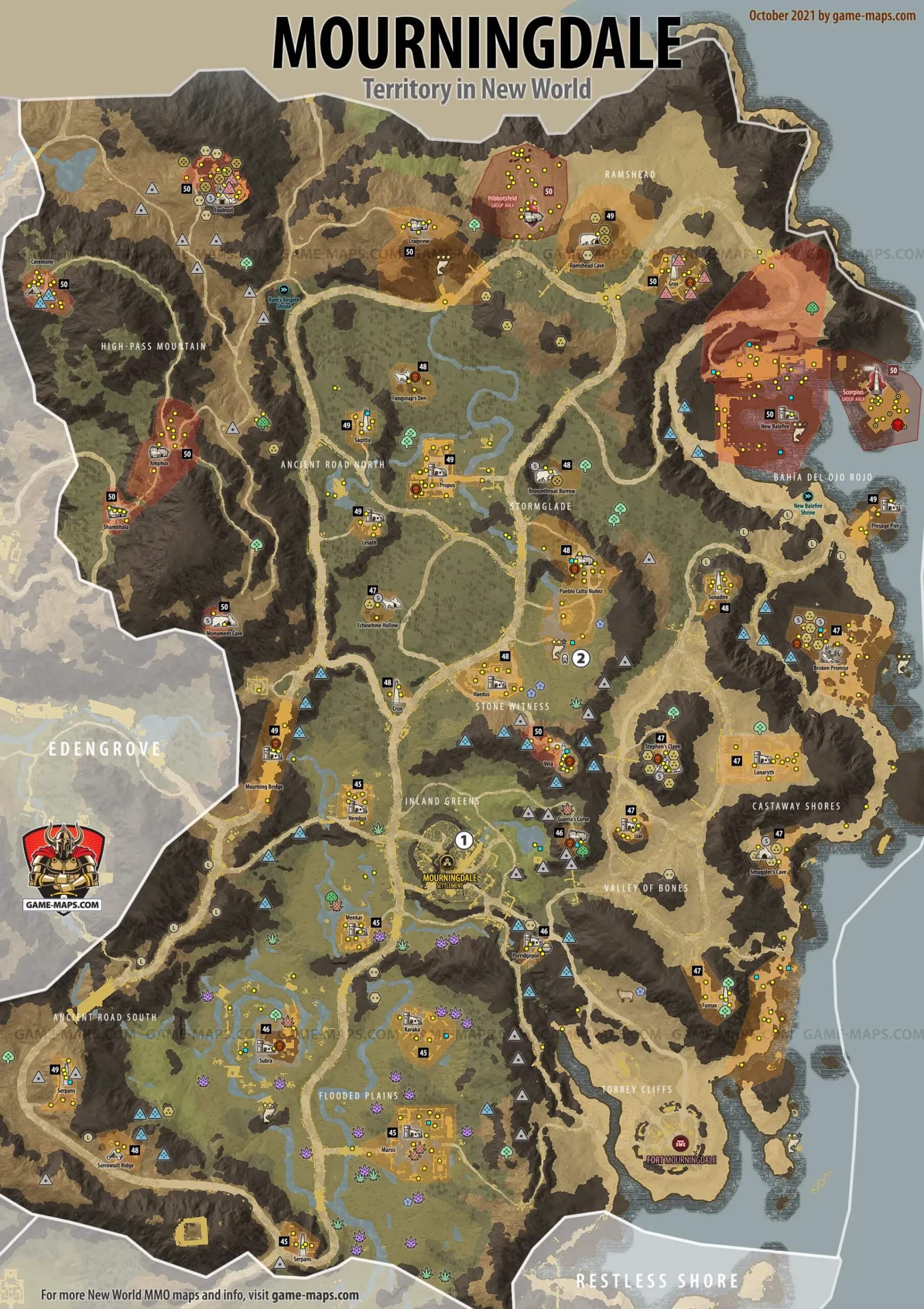 Mourningdale Territory in New World Map 