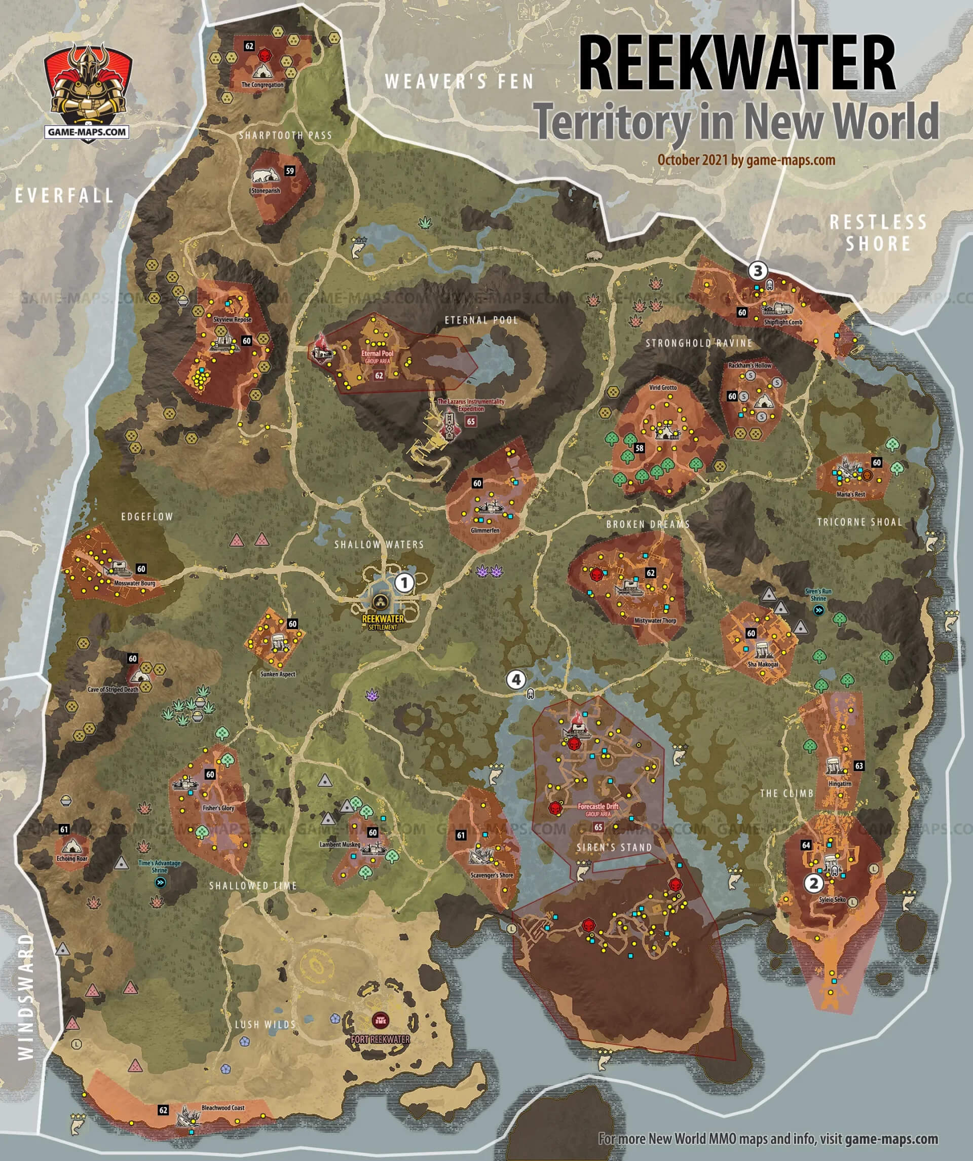 Reekwater Territory in New World Map