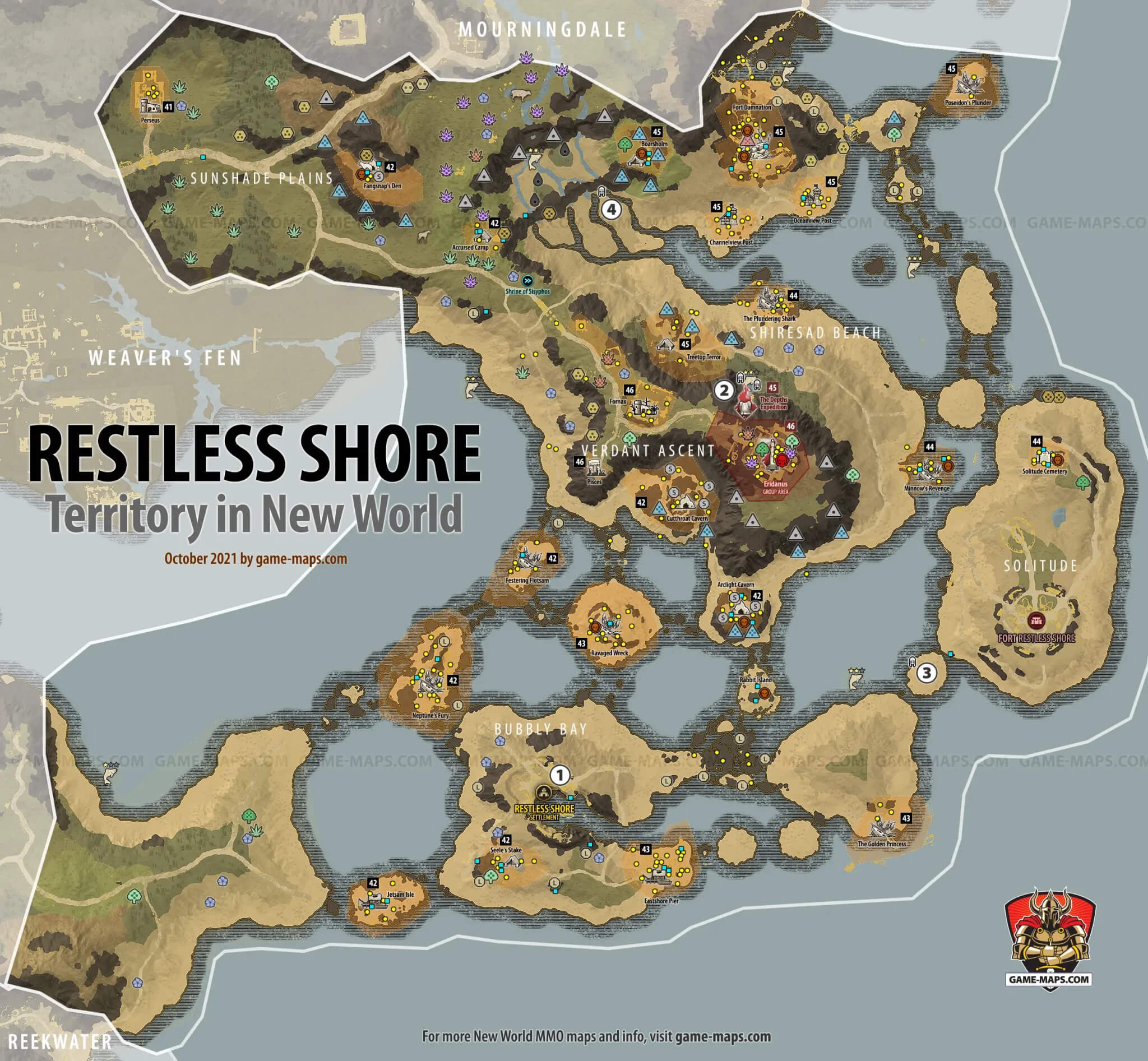 Restless Shore Territory in New World Map 
