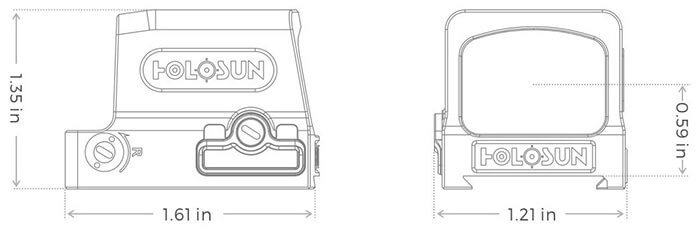 Dimensions of Holosun 509T