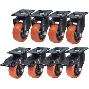 Industrial, Premium Heavy Duty Casters (Pack of 8)